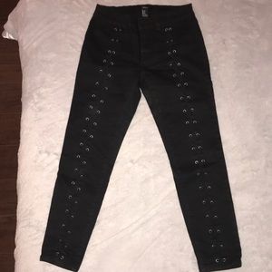 Forever 21 lace up black jeans